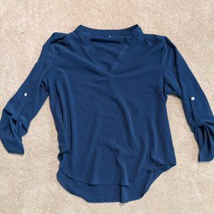 Women Summer Casual Split V Neckline Chiffon Blouses Loose Tunic